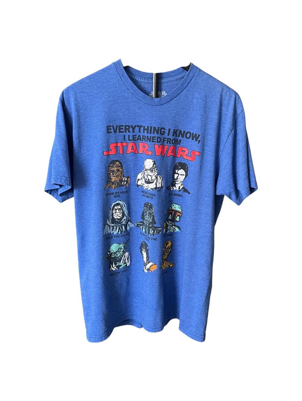 Star Wars Mens LG Blue Graphic T Shirt Movie Character Tee